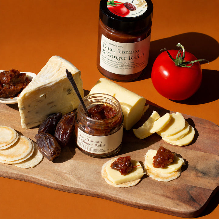 Women's Work Date, Tomato & Ginger Relish 330g and 115g jars