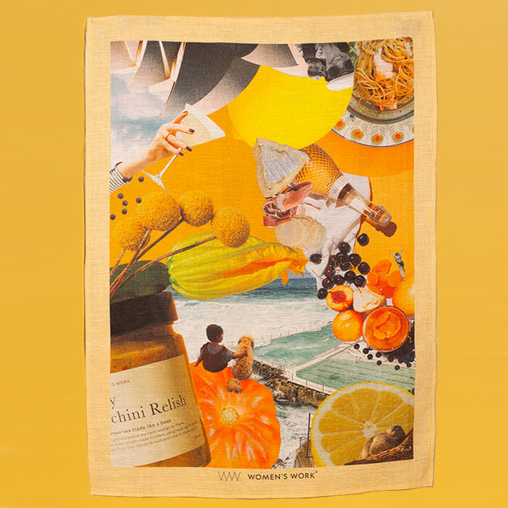 Women’s Work Linen Tea Towel — Harbour Afternoon