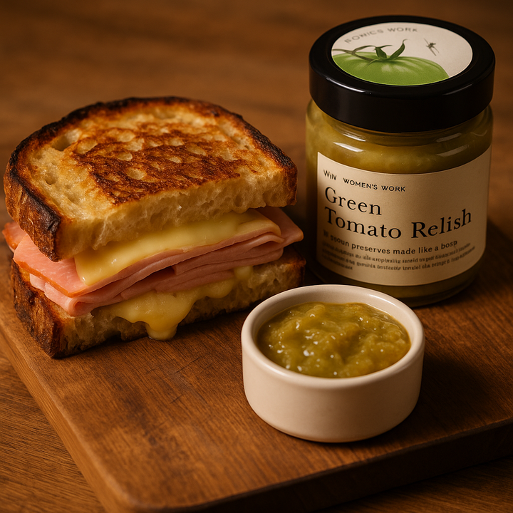 Women's Work_Green Tomato Relish Ham and Cheese Toastie